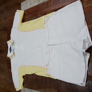 Vintage Retro Spalding White and Yellow Polo Shirt